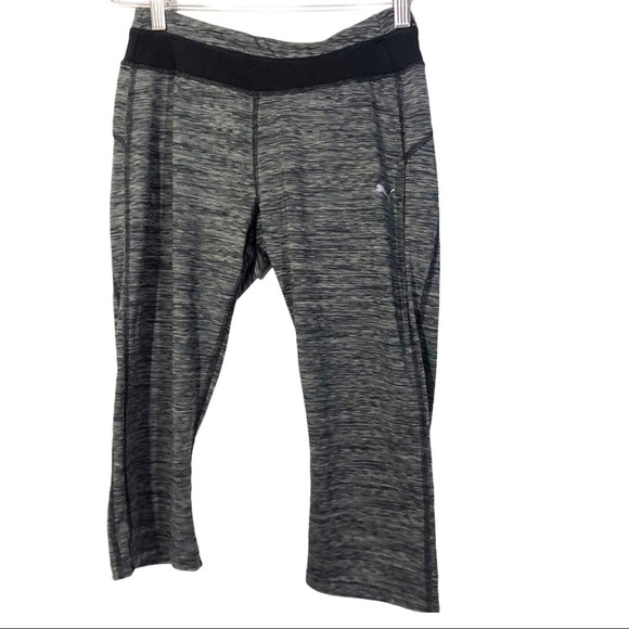 Puma Tidbit Dry Cell Active Cropped Leggings Heather Gray and Black Size Small - Picture 1 of 6